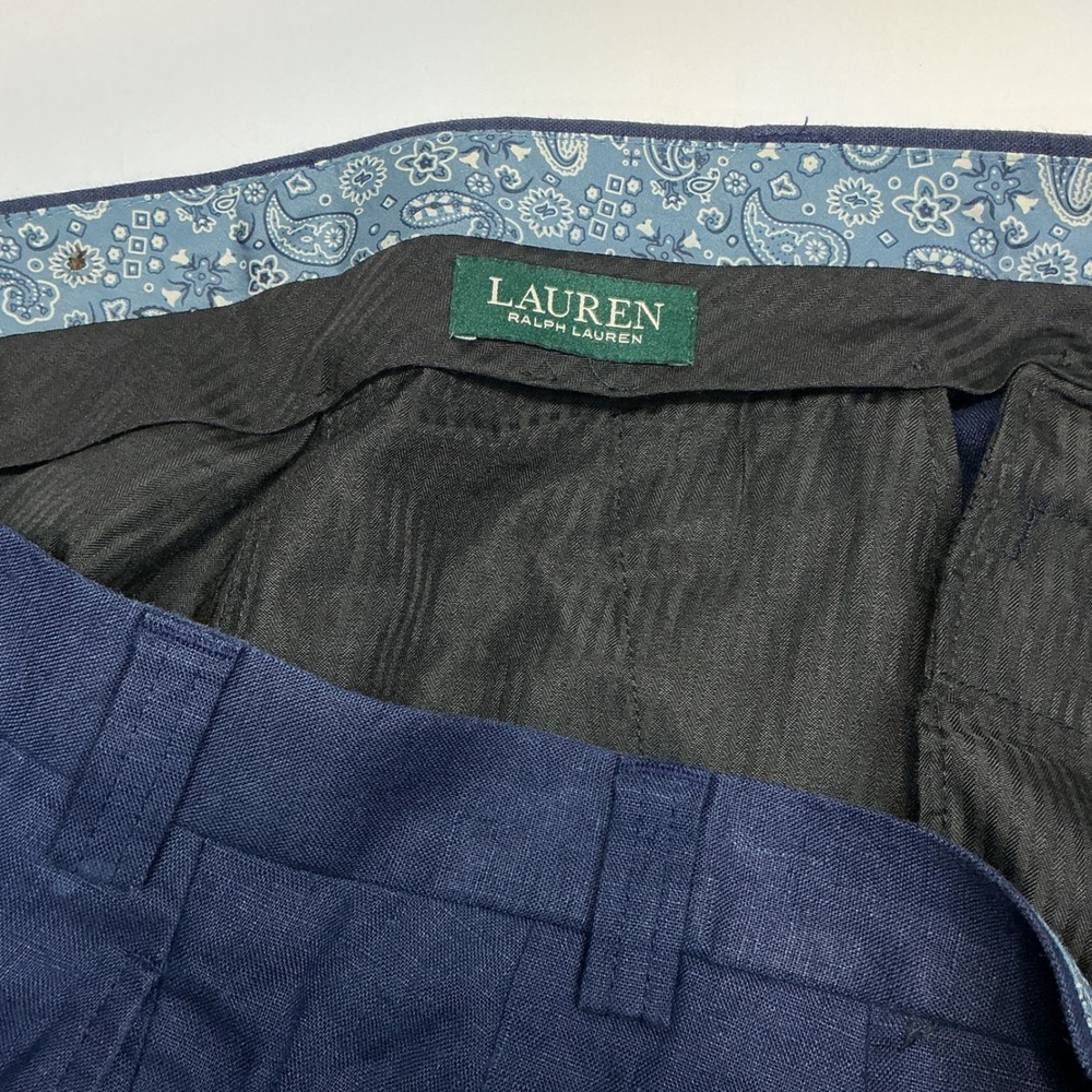 Lauren‎ Ralph Lauren Mens Linen Dress Pants Navy Blue Flat Front Size 36x30 - Picture 5 of 6